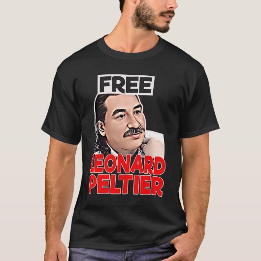 FREE LEONARD PELTIER liberty prison retro Tシャツ (正面)