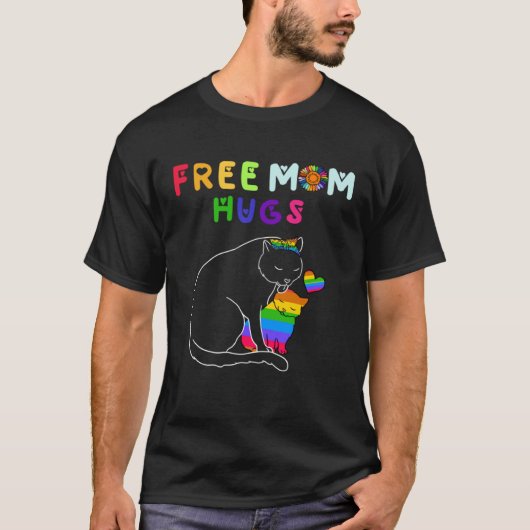 Free Mom Hugs Cat LGBT Tシャツ (正面)