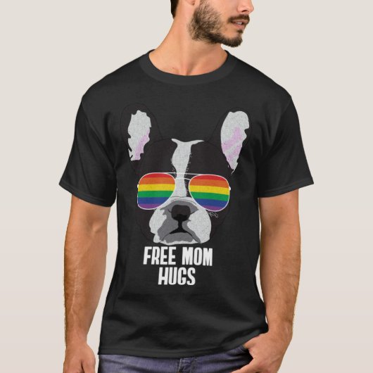 Free Mom Hugs  Dog Gay Pride Tシャツ (正面)