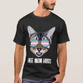 Free Mom Hugs Funny Cat Trans Pride Tシャツ (正面)
