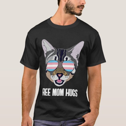Free Mom Hugs Funny Cat Trans Pride Tシャツ (正面)