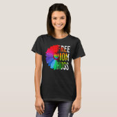 Free Mom Hugs Gay Pride LGBT Daisy Rainbow Flower  Tシャツ (正面フル)