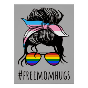 Free Mom Hugs IV - お団子ヘア レズビアン トランスジェンダー ポスター