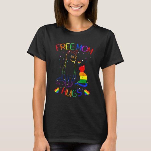 Free Mom Hugs Lgbt Cat Gay Pride Rainbow Tシャツ (正面)