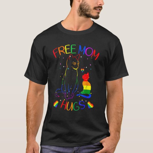 Free Mom Hugs Lgbt Cat Gay Pride Rainbow Tシャツ (正面)