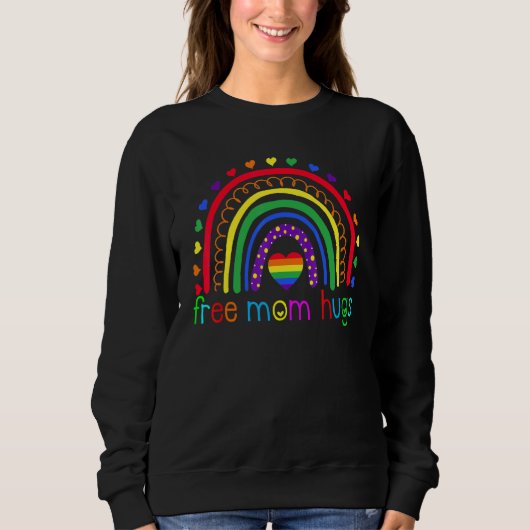 Free Mom Hugs Lgbt Flag Gay Lesbian Pride Parades  スウェットシャツ (正面)