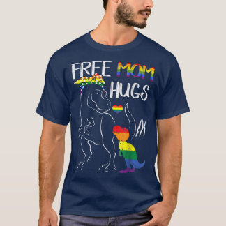Free Mom Hugs LGBT Pride Mama Dinosaur Re Gifts Tシャツ