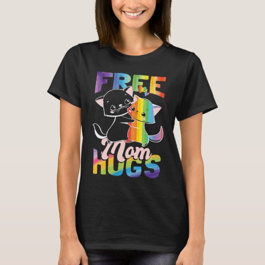 Free Mom Hugs Pride Month LGBT Mom Tシャツ (正面)