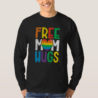 Free Mom Hugs Rainbow Heart Lgbt Ally Pride Month  Tシャツ