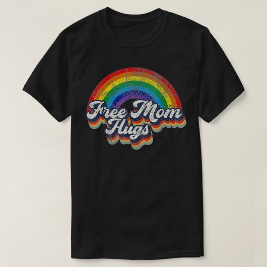 Free Mom Hugs Rainbow Heart LGBT Flag LGBT Pride M Tシャツ (デザイン正面)