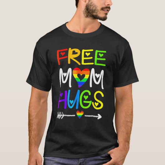 Free Mom Hugs Rainbow Heart LGBT Pride Month 1 Tシャツ (正面)