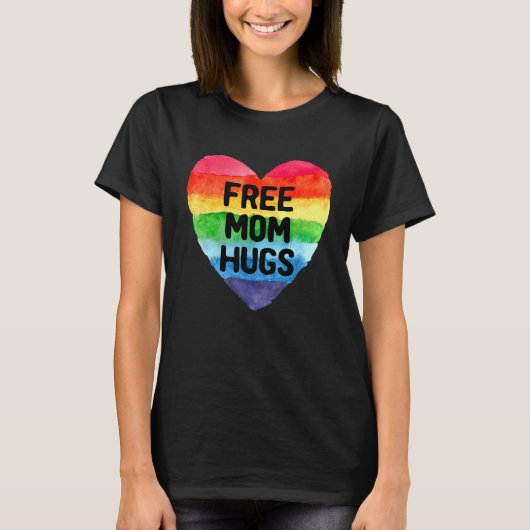 Free Mom Hugs  Rainbow Heart Lgbt Pride Month 9 Tシャツ (正面)