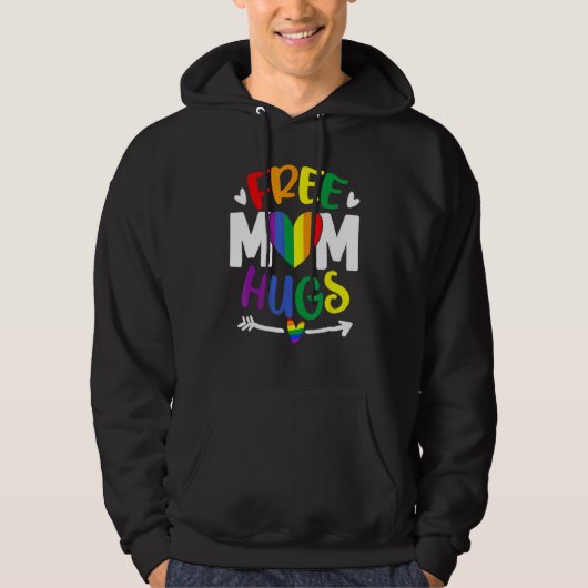 Free Mom Hugs Rainbow LGBT Lesbian Gay Trans Pride パーカ (正面)