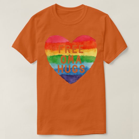 Free Oma Hugs LGBT Flag  Tシャツ (デザイン正面)
