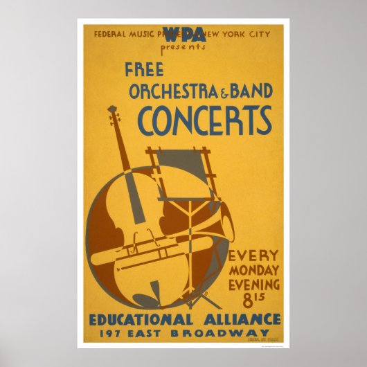 Free Orchestra Concerti 1938 WPA ポスター (正面)