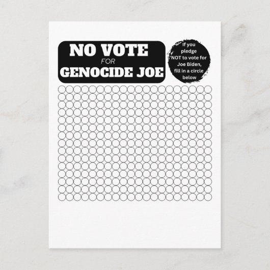 FREE PALESTINA – ジェノサイドの投票なしジョー – 誓約 ポストカード (正面)