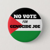 FREE PALESTINA – ジェノサイドの投票なしジョー – 誓約 缶バッジ (正面)