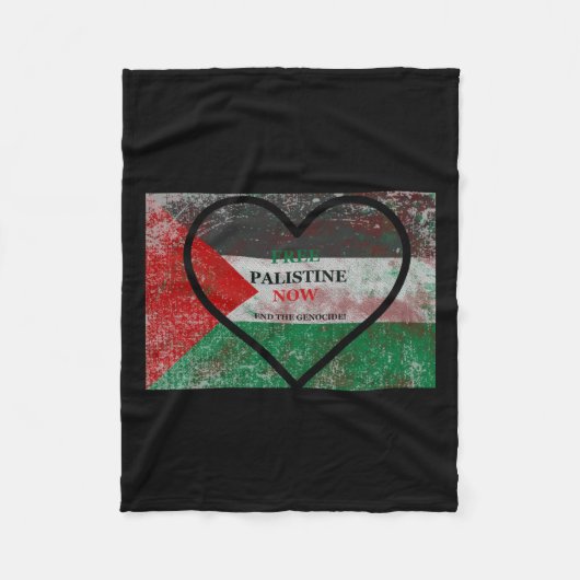 Free Palestina Nowステッカー フリースブランケット (正面)