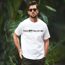 FREE PALESTINE白いTシャツfor man