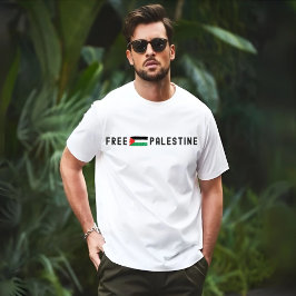 FREE PALESTINE白いTシャツfor man Tシャツ