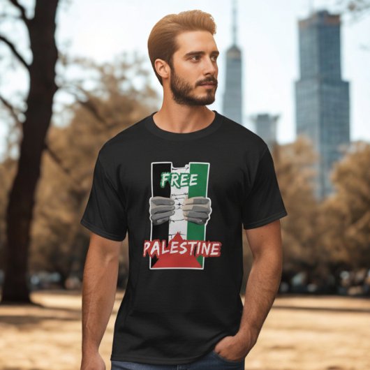 FREE PALESTINE黒Tシャツfor man Tシャツ