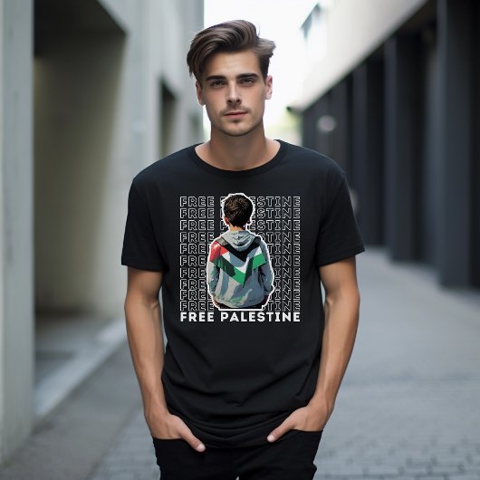 FREE PALESTINE黒Tシャツfor man Tシャツ