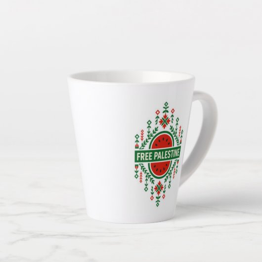 Free Palestine カフェラテマグ (右アングル)