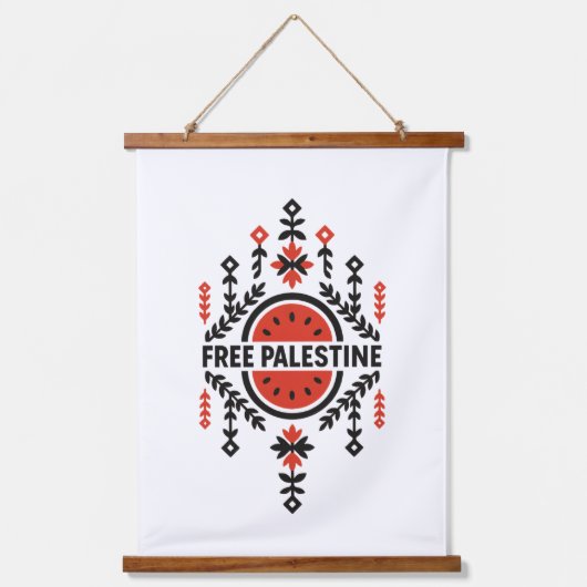 Free Palestine 吊り下げ型タペストリー (正面)