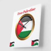 Free Palestine Emblem Flag Wall Clock スクエア壁時計 (傾斜)