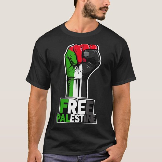 Free Palestine Flag of Palestine Palestinian fist Tシャツ (正面)