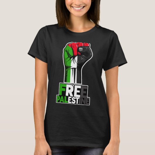 Free Palestine Flag of Palestine Palestinian fist  Tシャツ (正面)