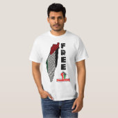 Free Palestine keffiyeh map shirt Palestinian flag Tシャツ (正面フル)