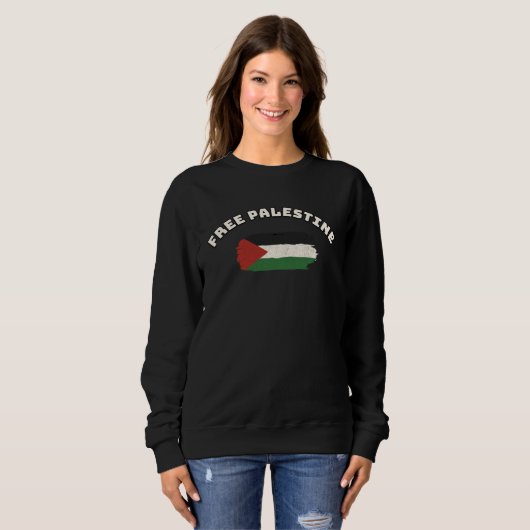 Free Palestine Palestinian Flag Support Palestinia スウェットシャツ (正面フル)