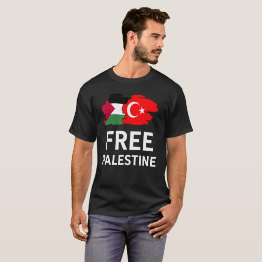 Free Palestine Turkish Turkey Support Palestinian Tシャツ (正面フル)