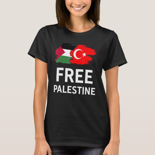 Free Palestine Turkish Turkey Support Palestinian Tシャツ (正面)