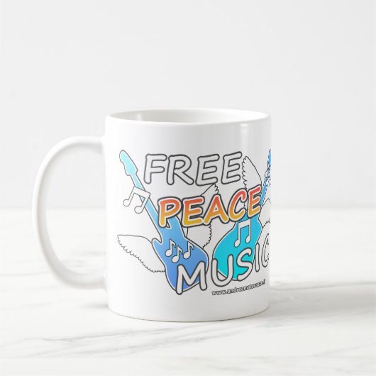 Free Peace Music コーヒーマグカップ (左)