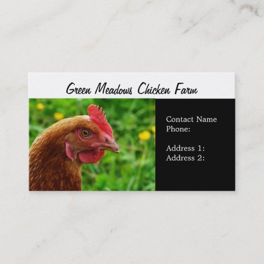 Free Range Eggs Hen Business Card 名刺 (正面)