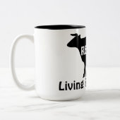 Free Range Living Funny Cow Theme Retirement ツートーンマグカップ (左)