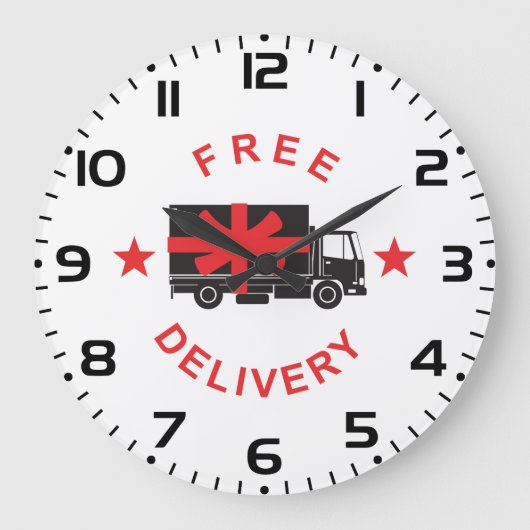 Free Shipping Delivery Truck ラージ壁時計 (正面)
