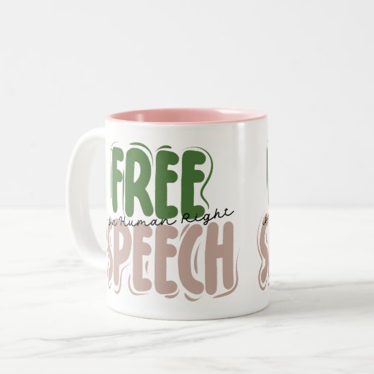 Free Speech Is a Human Right ツートーンマグカップ (正面左)