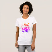 "Free Spirit" カラフル バタフライ Tシャツ (正面フル)