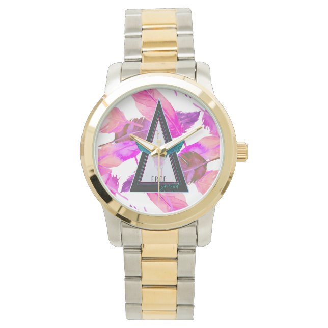 Free Spirited Flamingo Pnk Feathers eWatch Watch 腕時計 (正面)