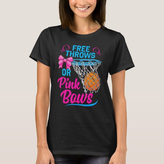 Free Throws or Pink Bows Pregnancy Cute For Girls Tシャツ (正面)