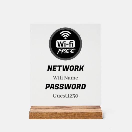 Free WiFi Password Sign | Network Name & Password アクリルサイン (正面)