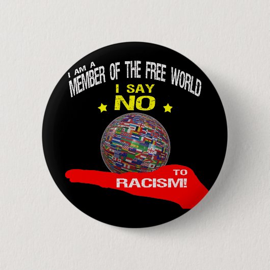 Free World, no to racism 缶バッジ (正面)