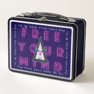 Free Your Mind Free Spirited Flamingo メタルランチボックス