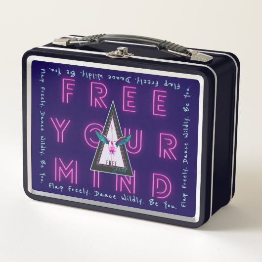 Free Your Mind Free Spirited Flamingo メタルランチボックス (正面)