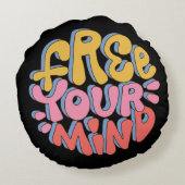 Free Your Mind – Vibrant Motivationa ラウンドクッション (裏面)