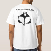 Freediversのロゴのシンプルで白いTシャツ Tシャツ (裏面)
