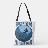 Freediving -海が水中ダイバーを呼び出している トートバッグ (裏面)